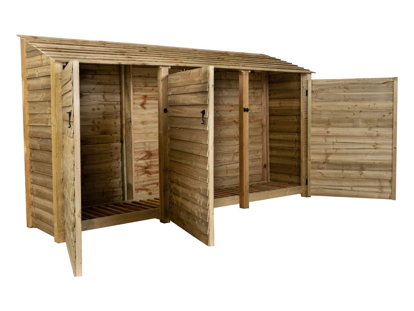 Wooden Log Store with Doors W-335cm, H-126cm or 180cm, D-88cm