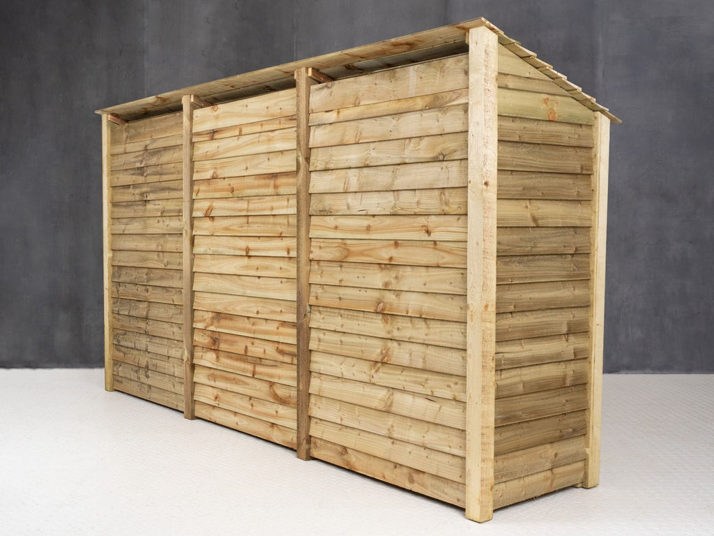 Wooden Log Store with Shelf W-335cm, H-126cm or 180cm, D-88cm