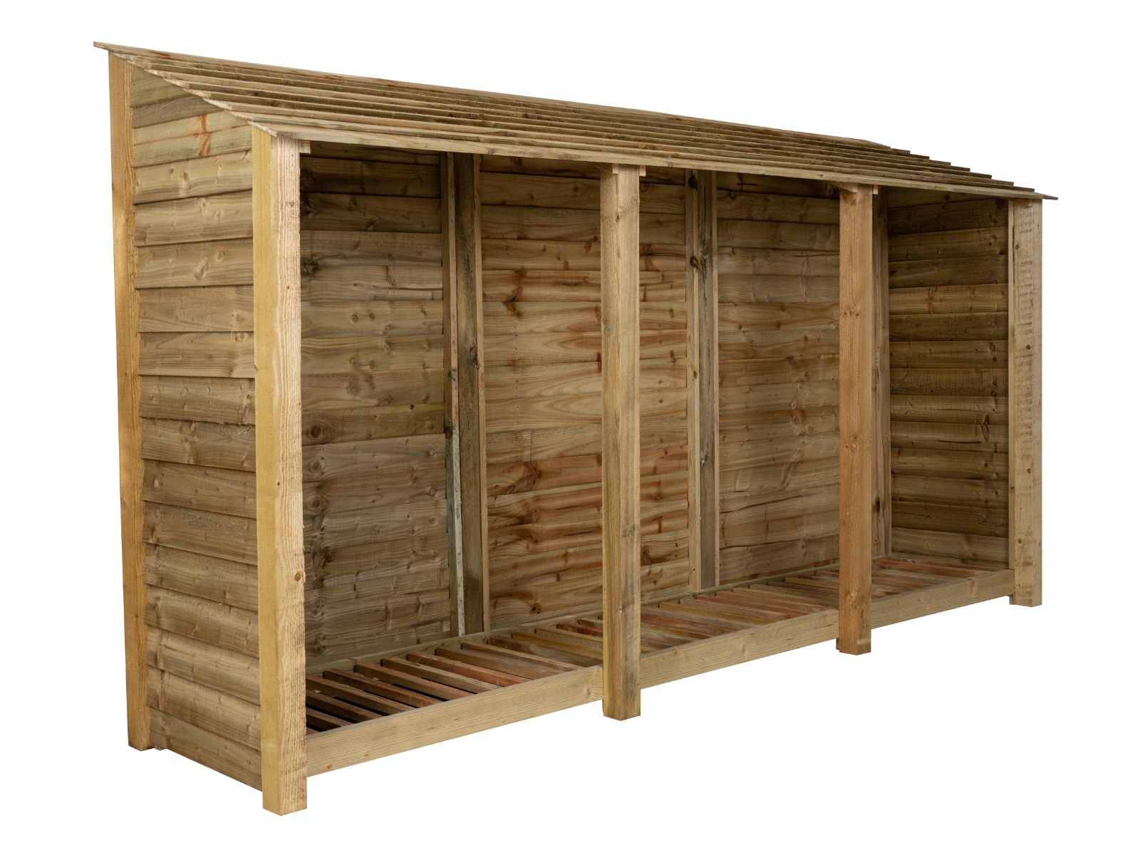 Wooden Log Store W-335cm, H-126cm or 180cm, D-88cm