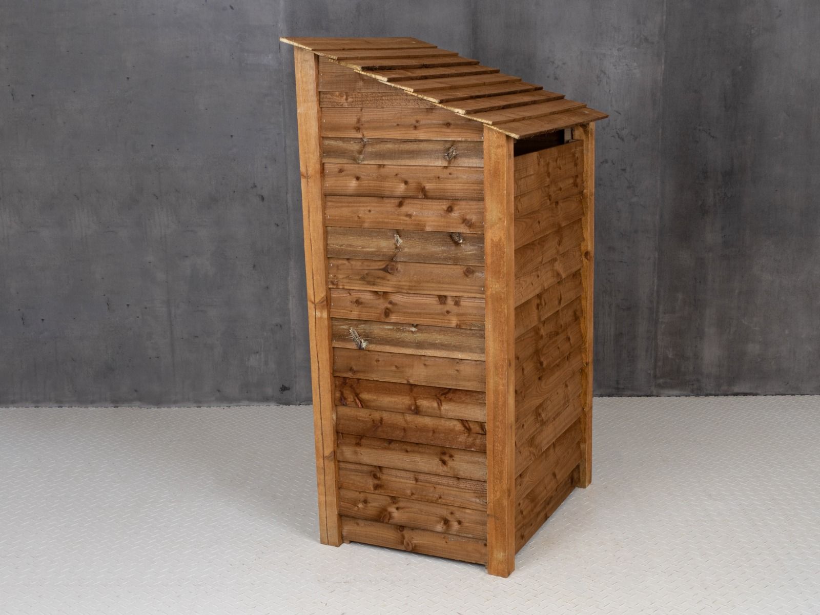Wooden Log Store with Shelf (Roof Sloping Back) W-99cm, H-126cm Or 180cm, D-88cm - Brown Finish