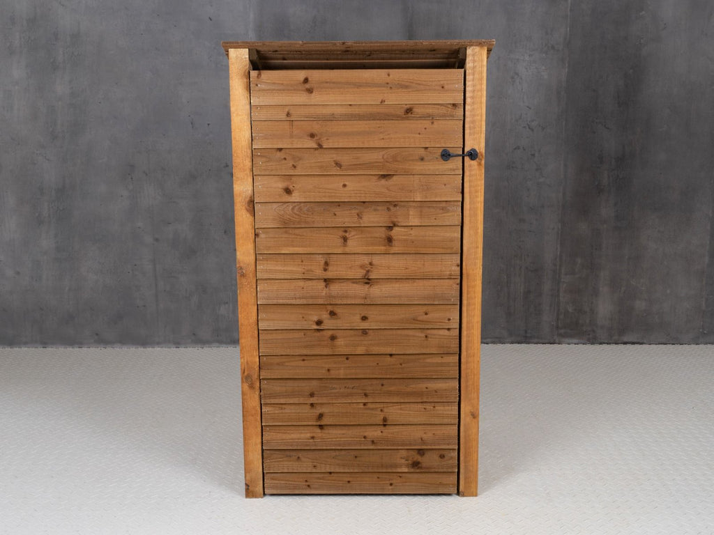 Wooden Log Store with Door and Shelf (Roof Sloping Back) W-99cm, H-126cm Or 180cm, D-88cm - Brown Finish