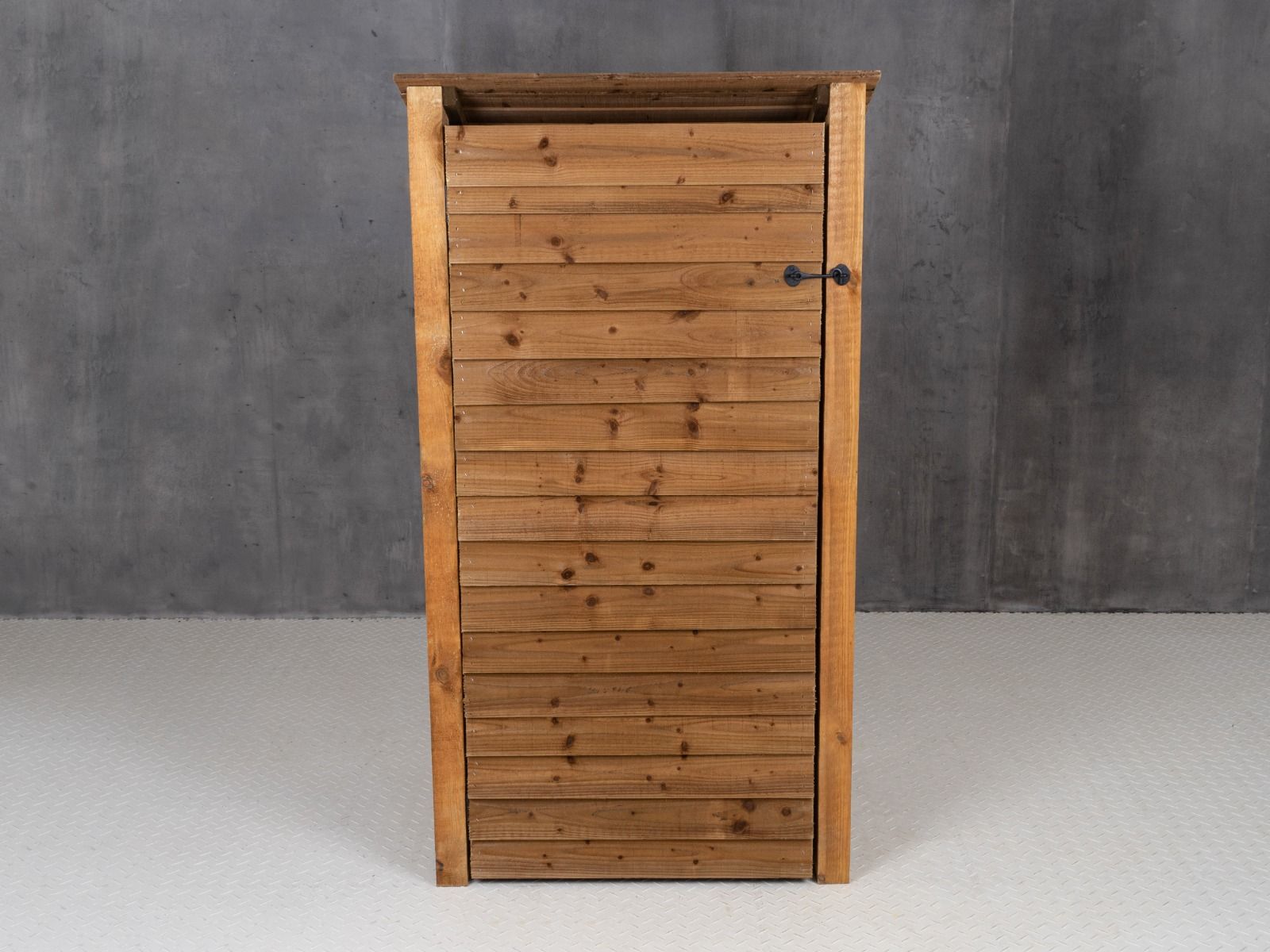 Wooden Log Store with Door (Roof Sloping Back) W-99cm, H-126cm Or 180cm, D-88cm - Brown Finish