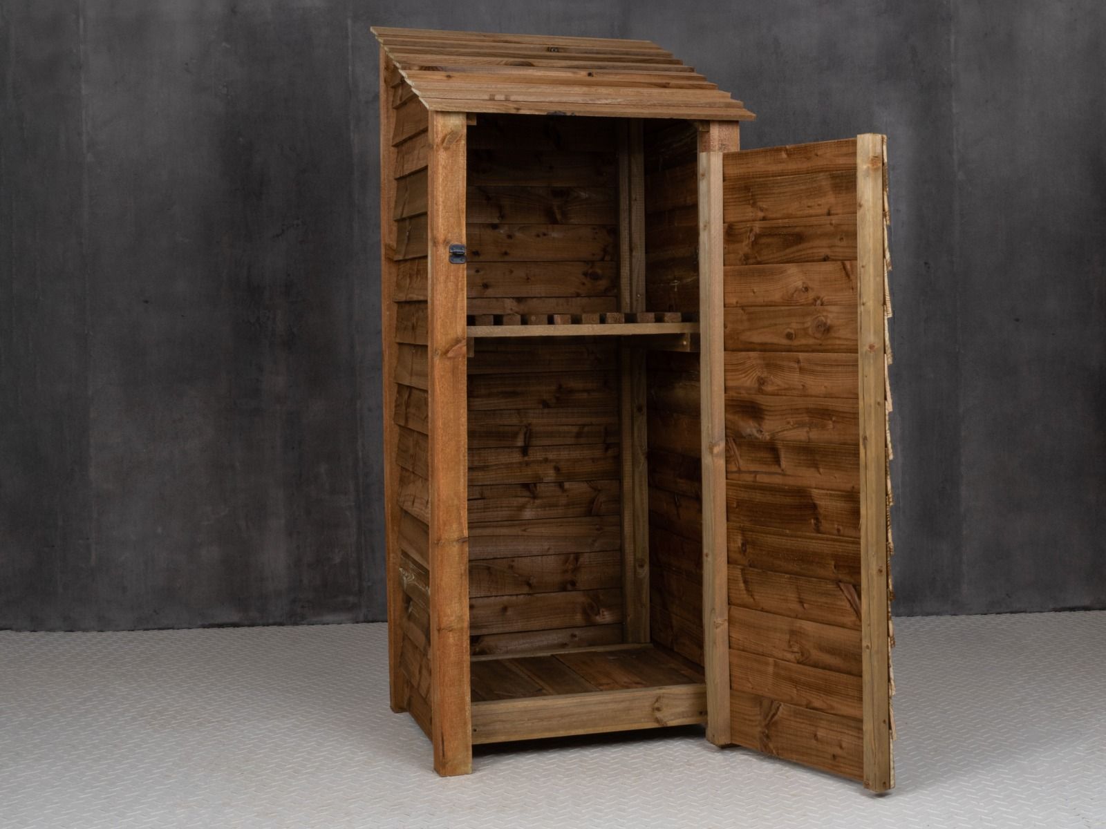 Wooden Garden Tool Storage with Shelf W-79cm, H-126cm or 180cm, D-88cm - Brown Finish