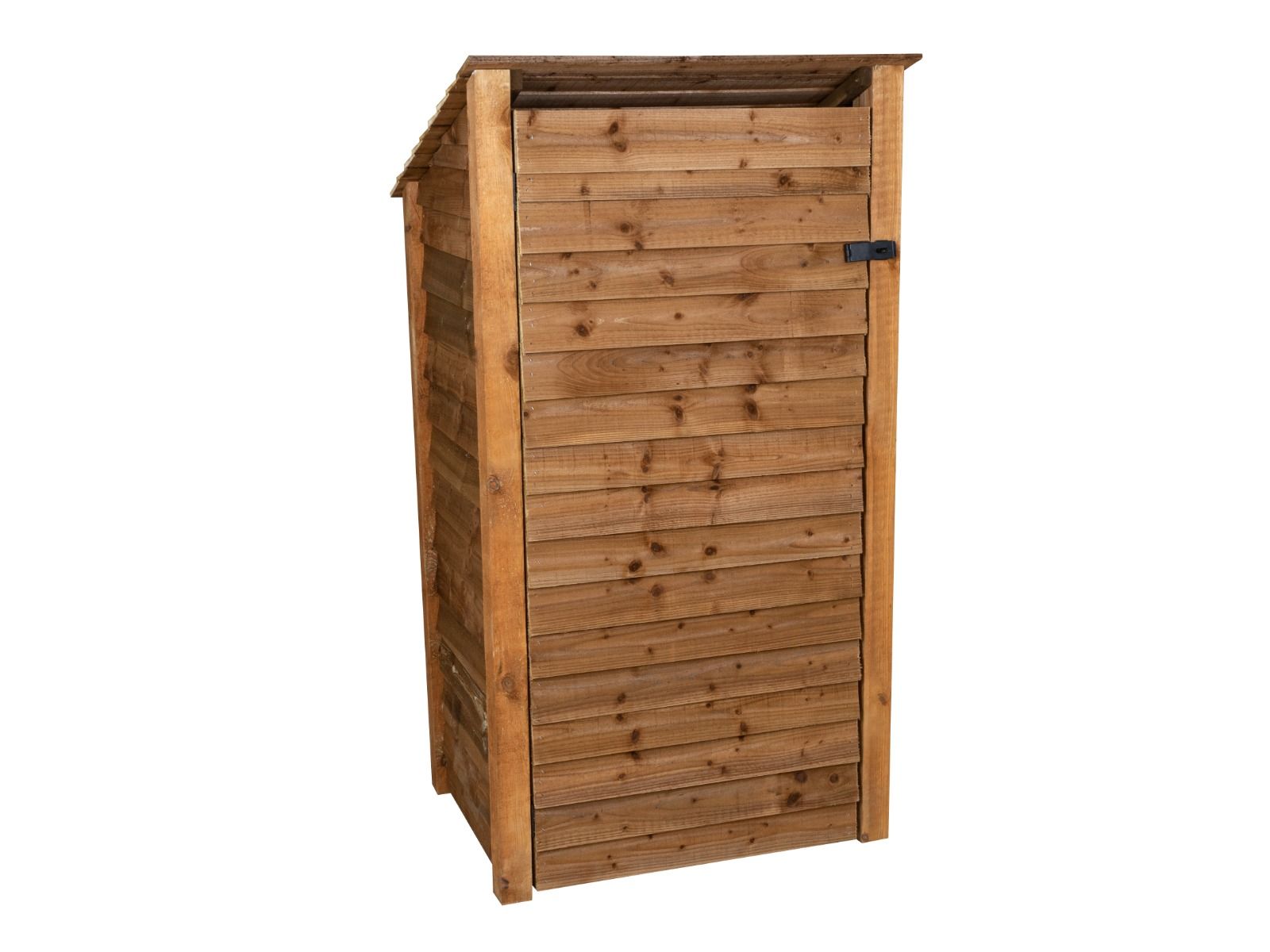 Wooden Garden Tool Storage with Shelf (Roof Sloping Back) W-99cm, H-126cm or 180cm, D-88cm - Brown Finish