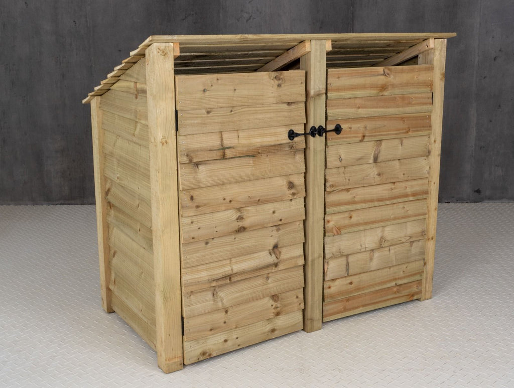 Wooden Log Store (Roof Sloping Back) with Door W-146cm, H-126cm or 180cm, D-88cm