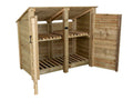 Wooden Log Store (Roof Sloping Back) with Door and Shelf W-146cm, H-126cm or 180cm, D-88cm