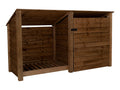Wooden Garden Tool Storage (Roof Sloping Back) W-227cm, H-126cm or 180cm, D-88cm - Brown Finish