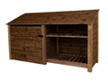 Wooden Garden Tool Storage with Shelf W-227cm, H-126cm or 180cm, D-88cm - Brown Finish