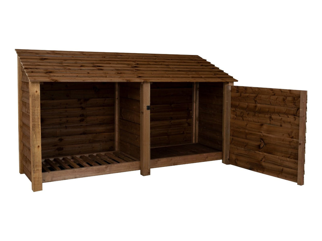 Wooden Garden Tool Storage W-227cm, H-126cm or 180cm, D-88cm - Brown Finish