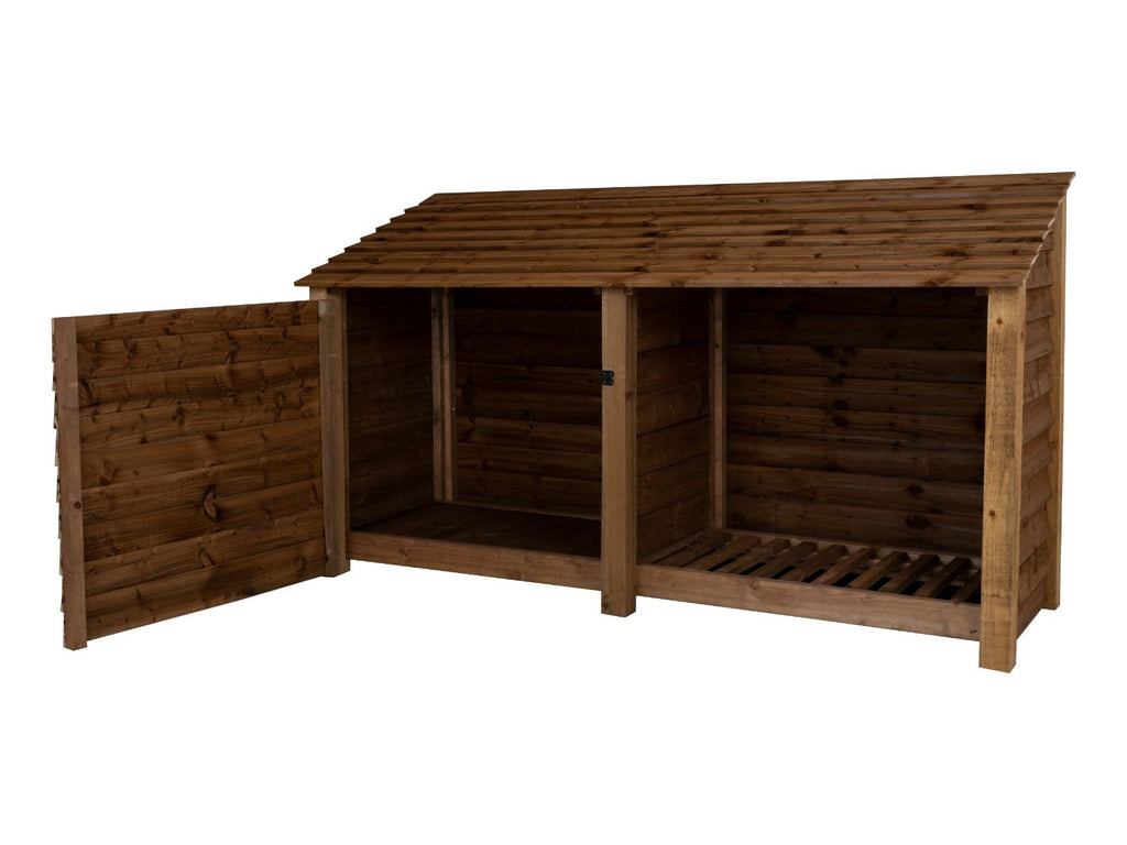 Wooden Garden Tool Storage W-227cm, H-126cm or 180cm, D-88cm - Brown Finish