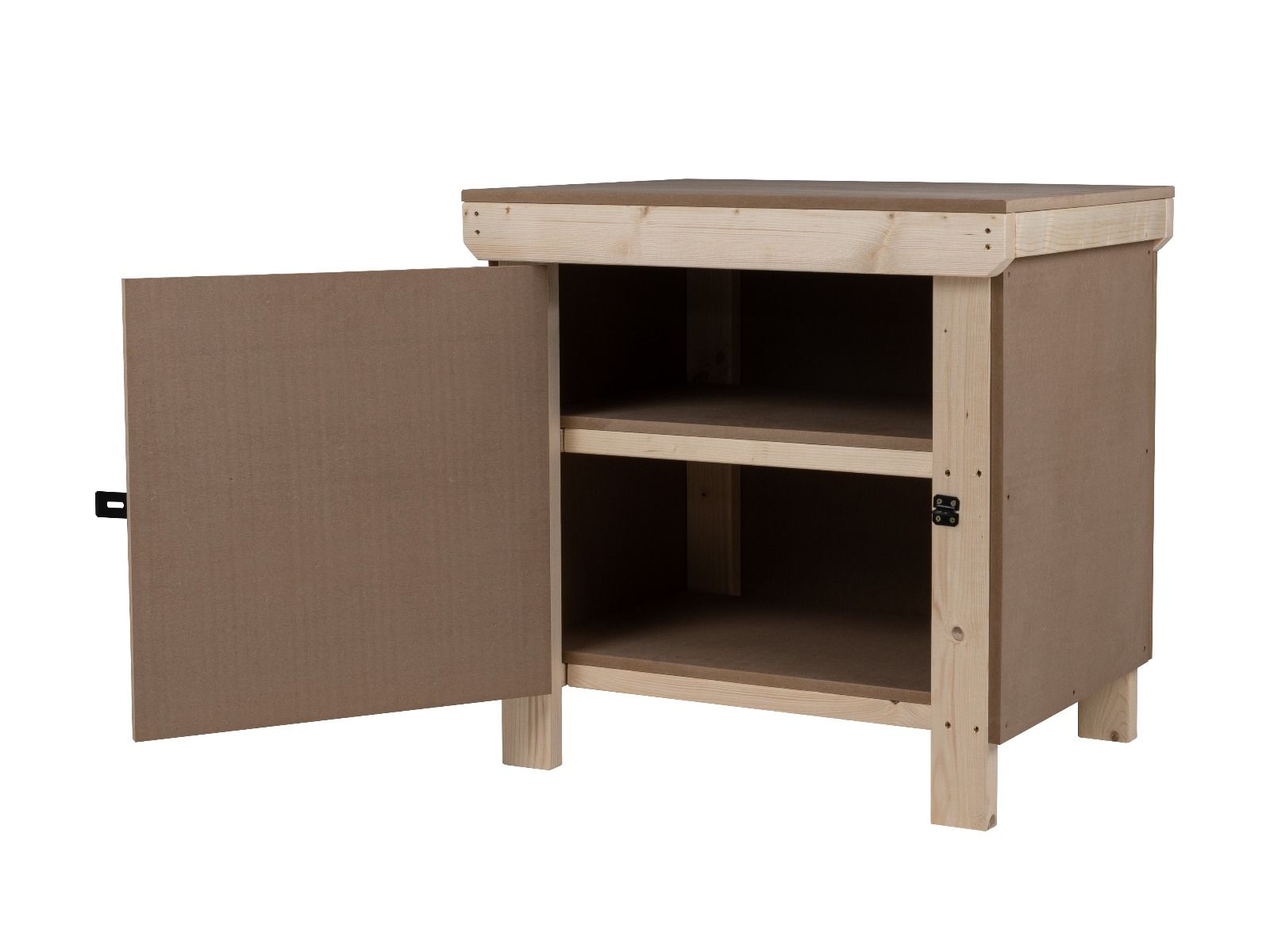 Wooden MDF Top Workbench With Lockable Cupboard (V.9) with double shelf