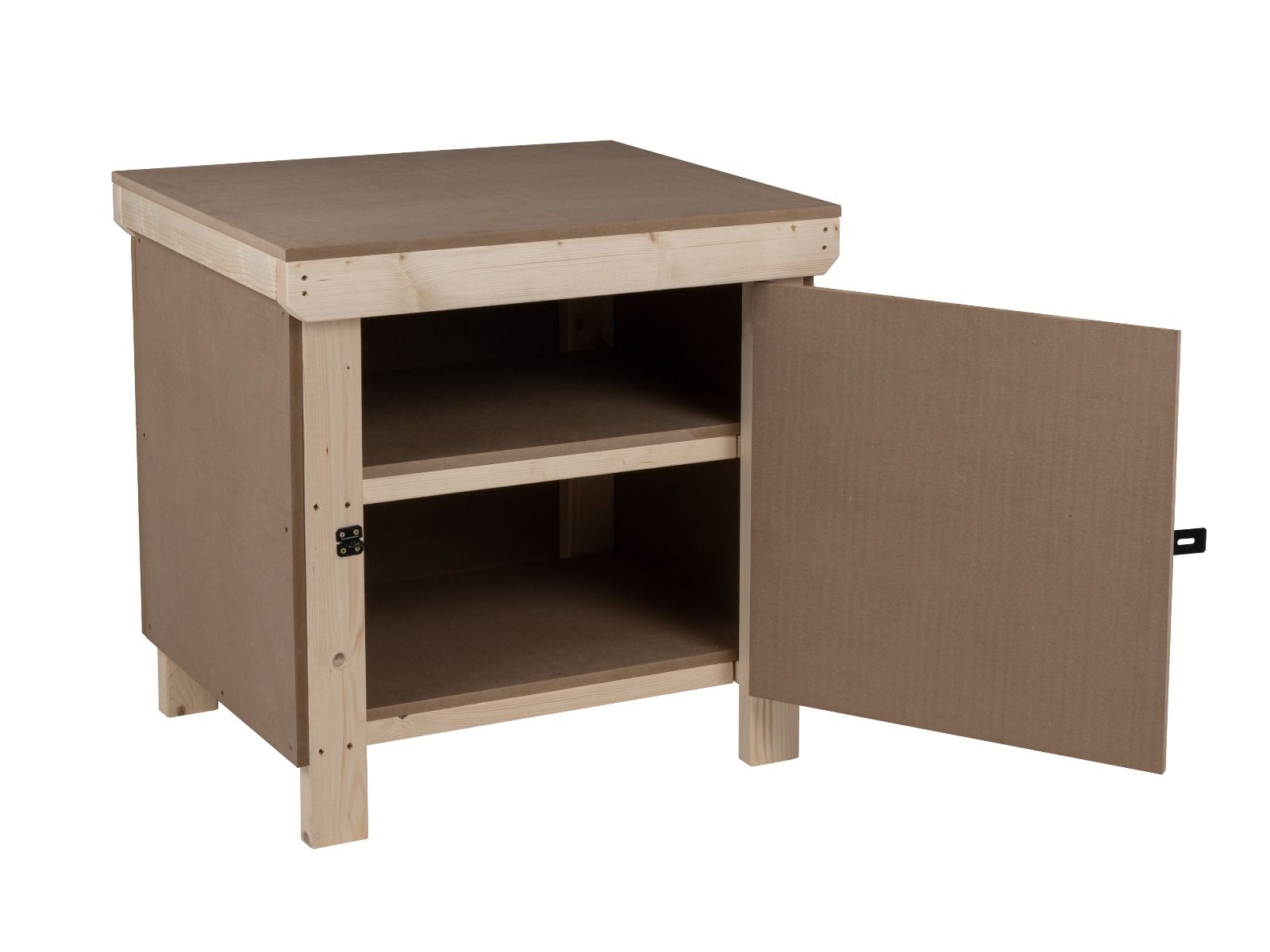 Wooden MDF Top Workbench With Lockable Cupboard (V.9) with double shelf
