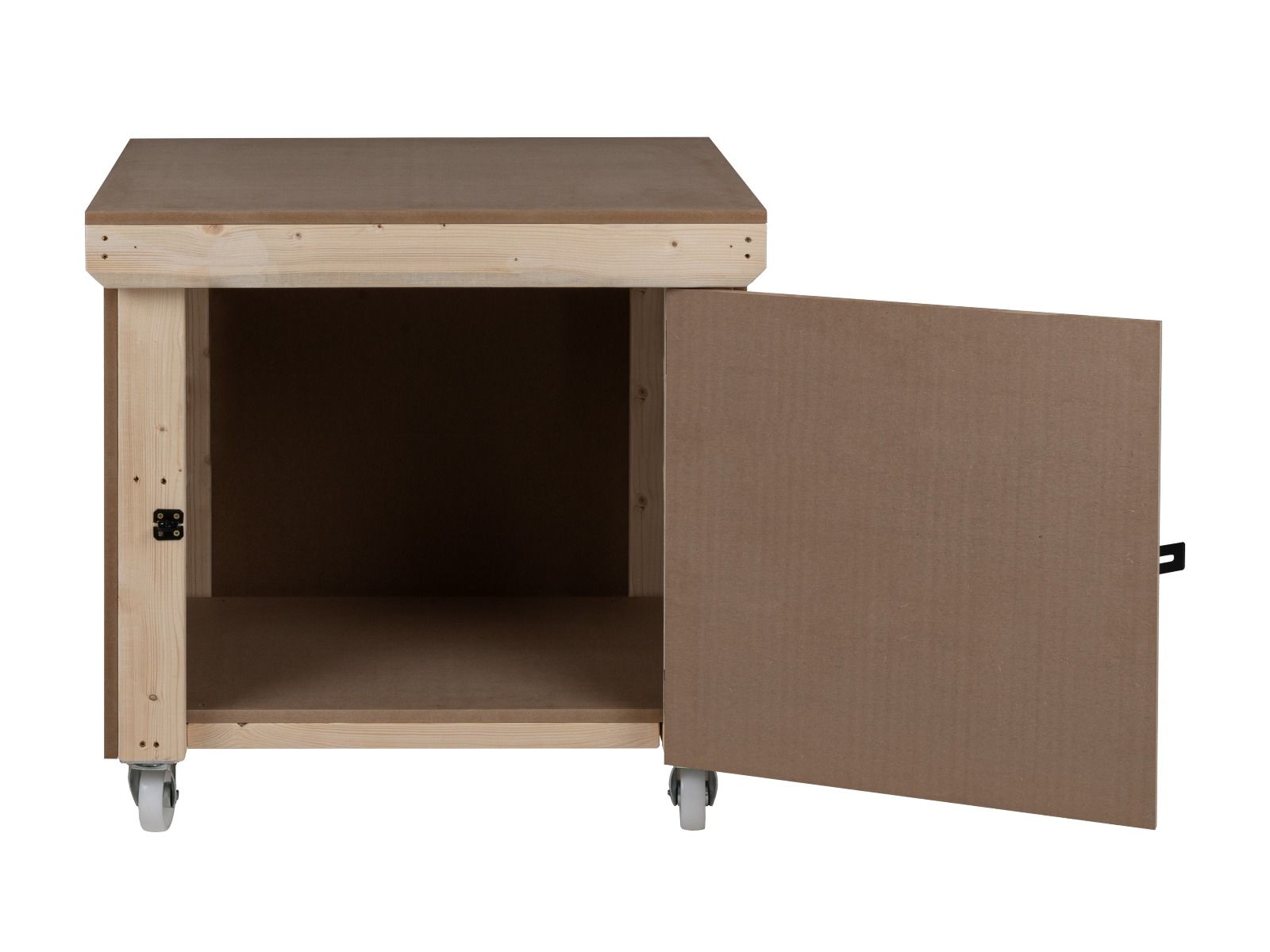 Wooden MDF Top Workbench With Lockable Cupboard (V.9) with wheels