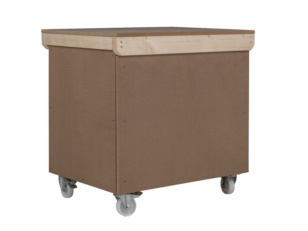 Wooden MDF Top Workbench With Lockable Cupboard (V.9) with wheels