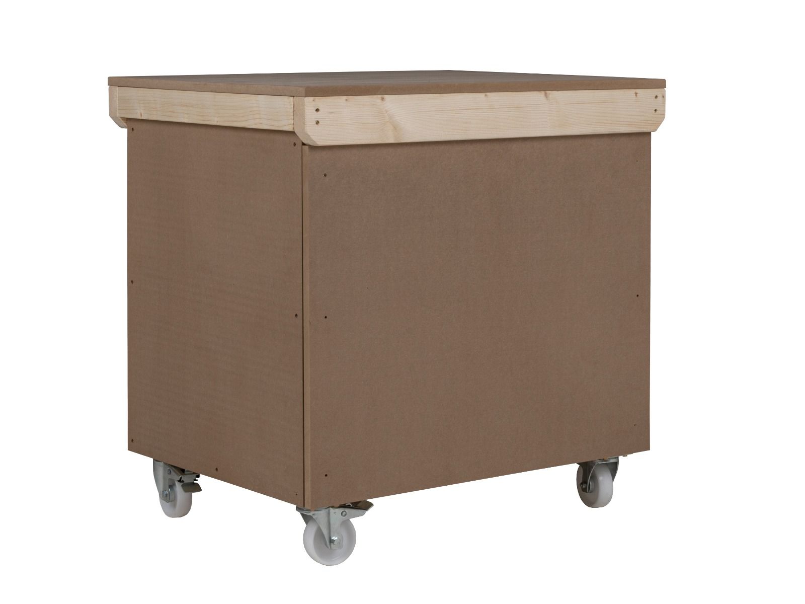 Wooden MDF Top Workbench With Lockable Cupboard (V.9) double shelf and wheels