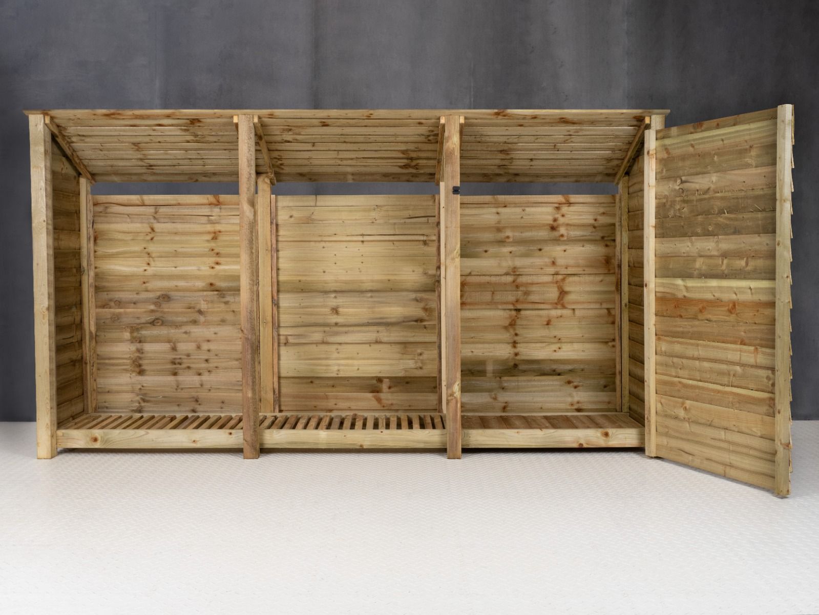 Wooden Garden Tool Storage (Roof Sloping Back) W-335cm, H-126cm or 180cm, D-88cm