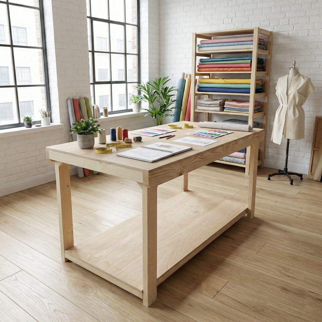 Wooden Workbench Eucalyptus Hardwood Top Depth-4ft