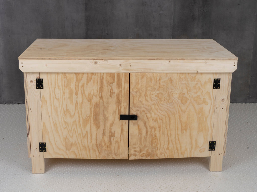 Wooden Plywood Top Workbench With Lockable Cupboard (V.9)