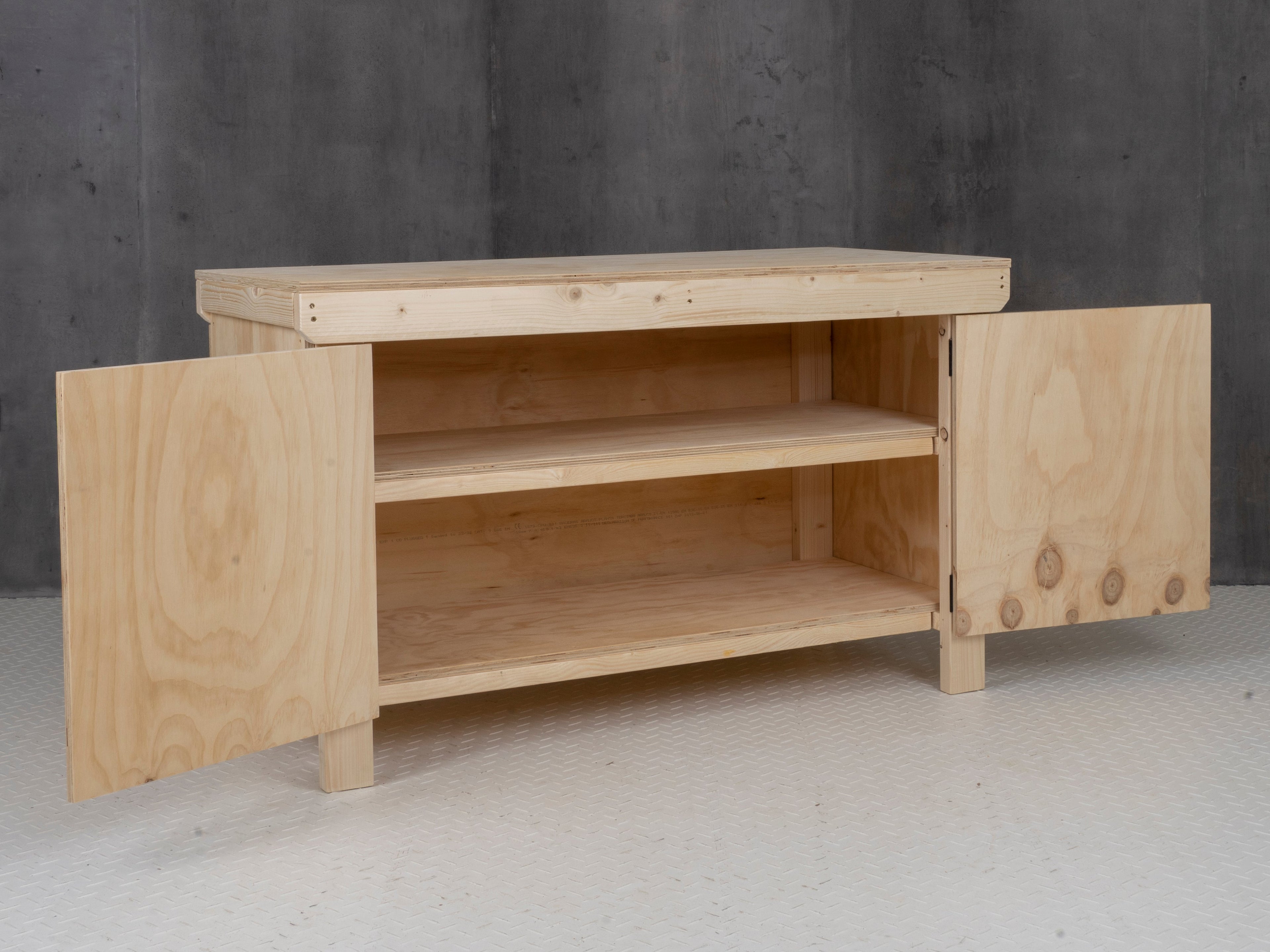 Wooden Plywood Top Workbench With Lockable Cupboard (V.9) Double Shelf