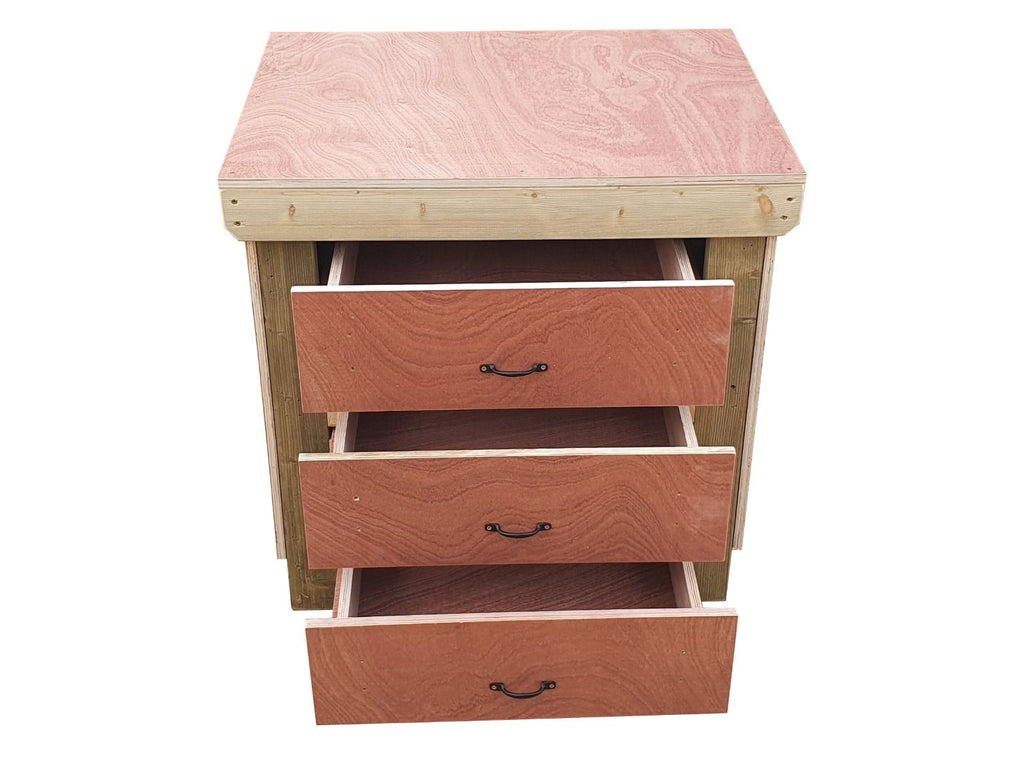 Wooden Eucalyptus Hardwood Top Workbench, Tool Cabinet With Drawers (V.2)