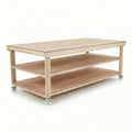 Wooden Workbench Eucalyptus Hardwood Top Depth-4ft Double Shelf and Wheels
