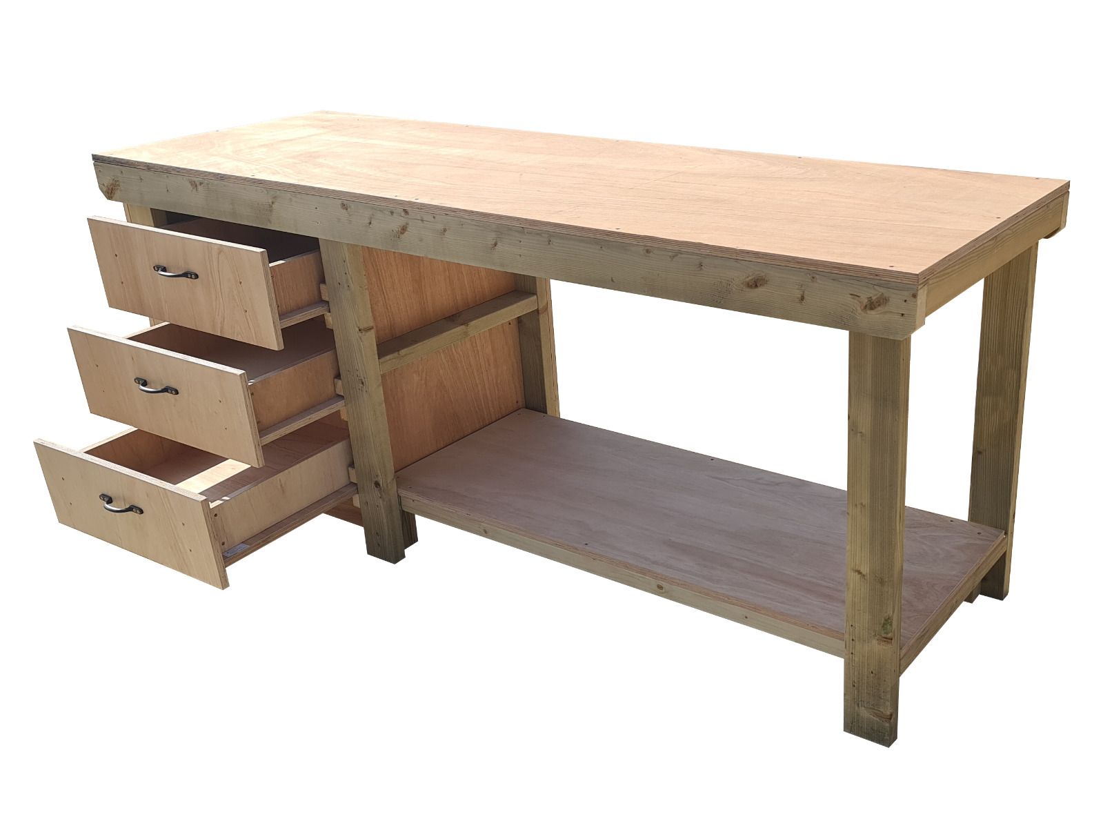 Wooden Eucalyptus top tool cabinet workbench with storage shelf (V.7)