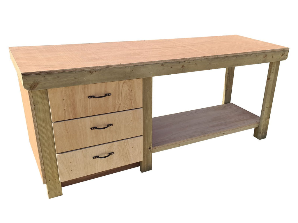 Wooden Eucalyptus top tool cabinet workbench with storage shelf (V.7)