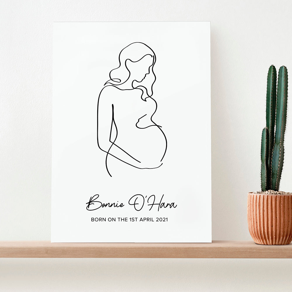Personalised Line Art Mum To Be Print